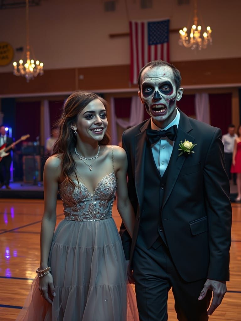 Zombie Couple Attends First Prom with Live Band