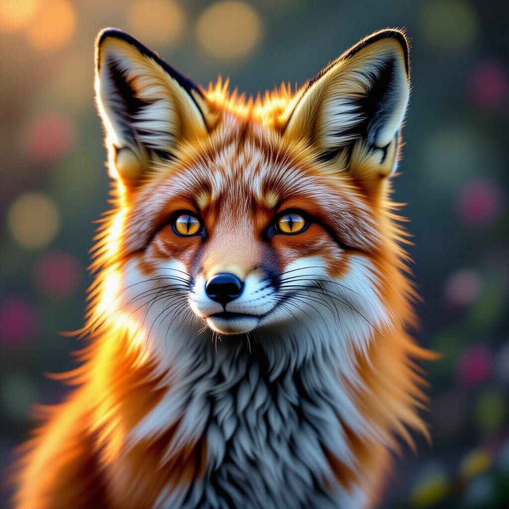 Hyperrealistic Fox Portrait in Vibrant Colors