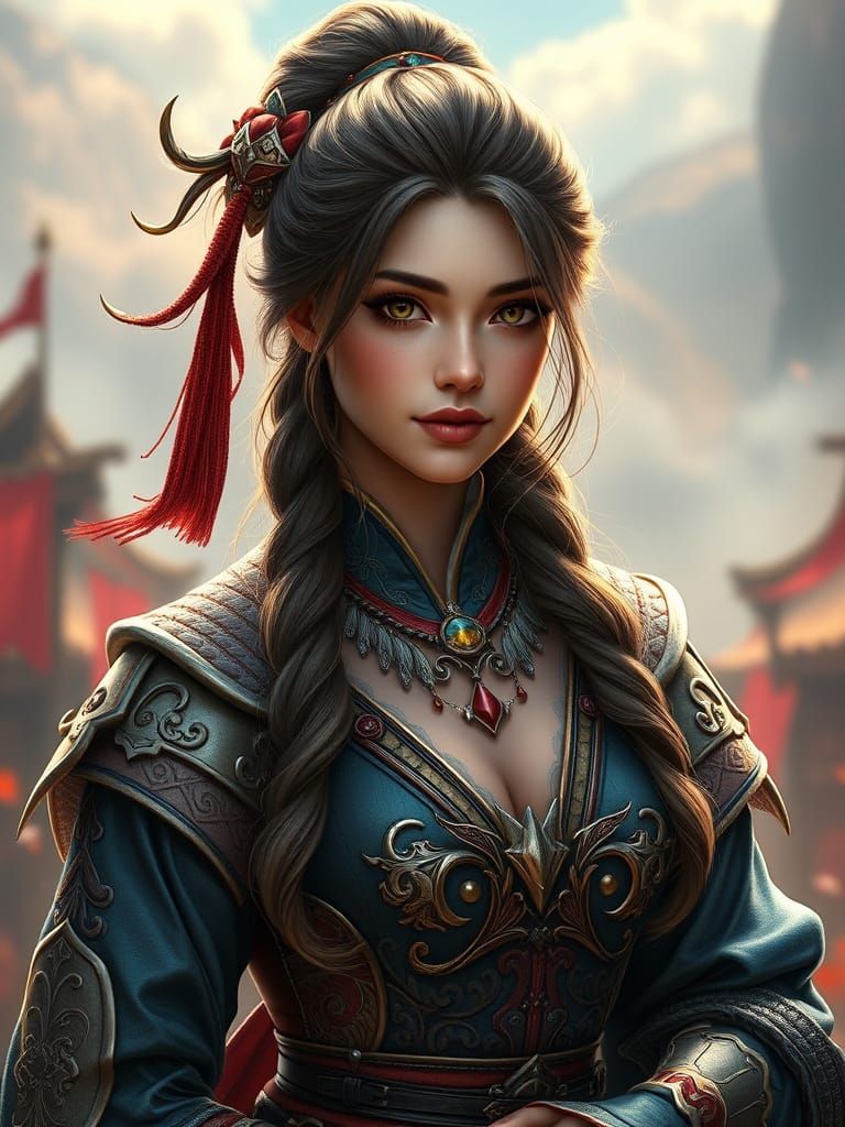 Woman in Genshin Impact Cosplay Portrait