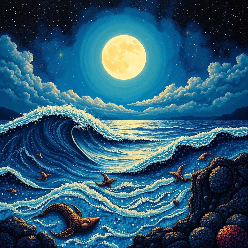 Moonlit Ocean in Sequin Splendor