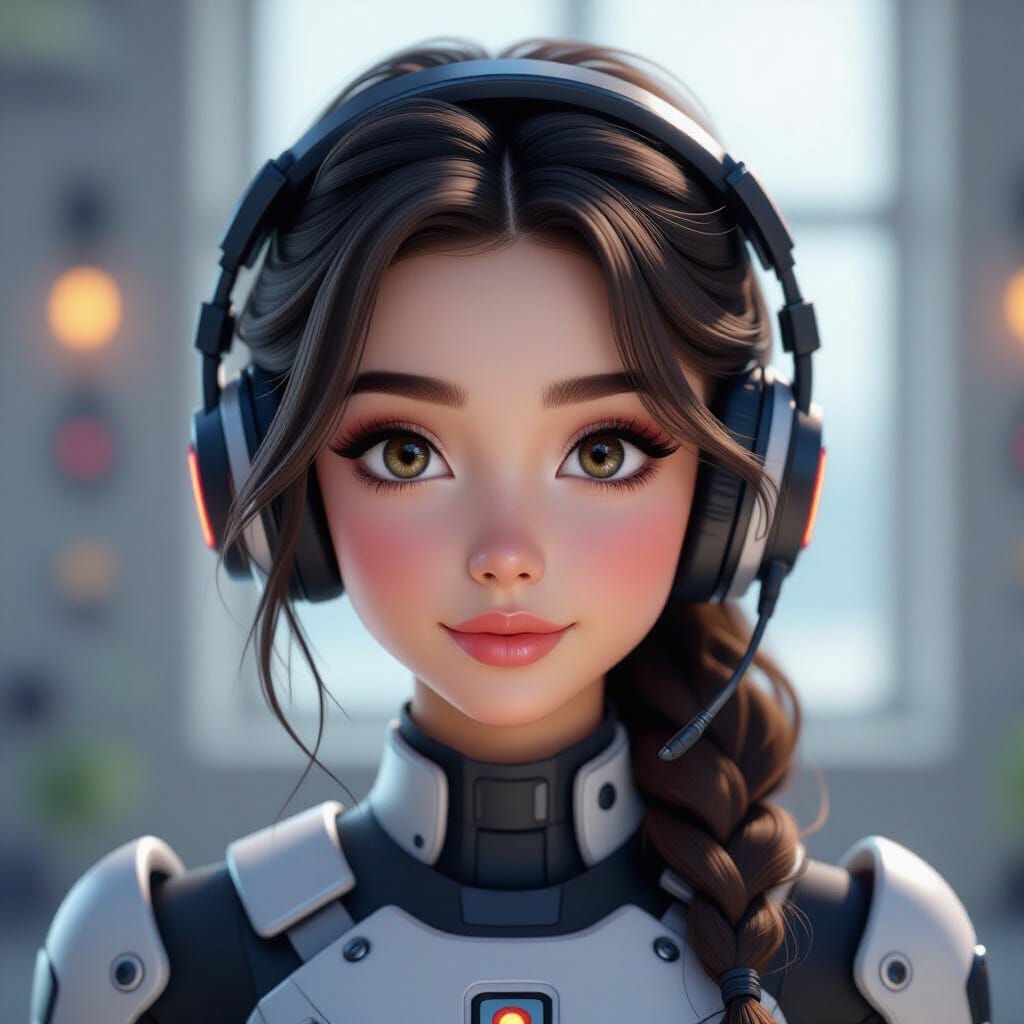 Aspiring Singer in Mechanical Clothing, Cinematic Digital Pa...