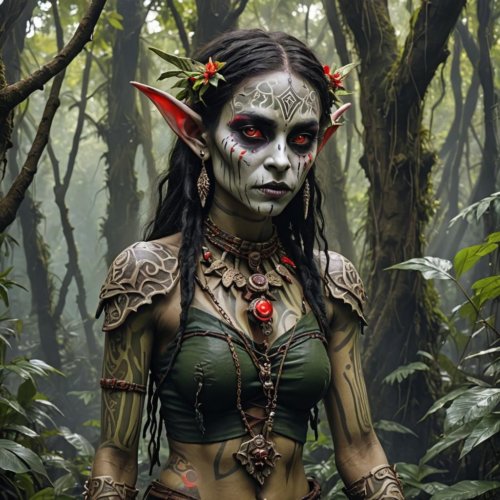 Voodoo Elf: Jungle Portrait with Bone Necklace