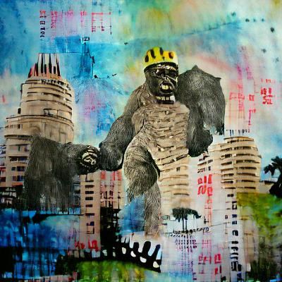 King Kong in Mixed Media Style