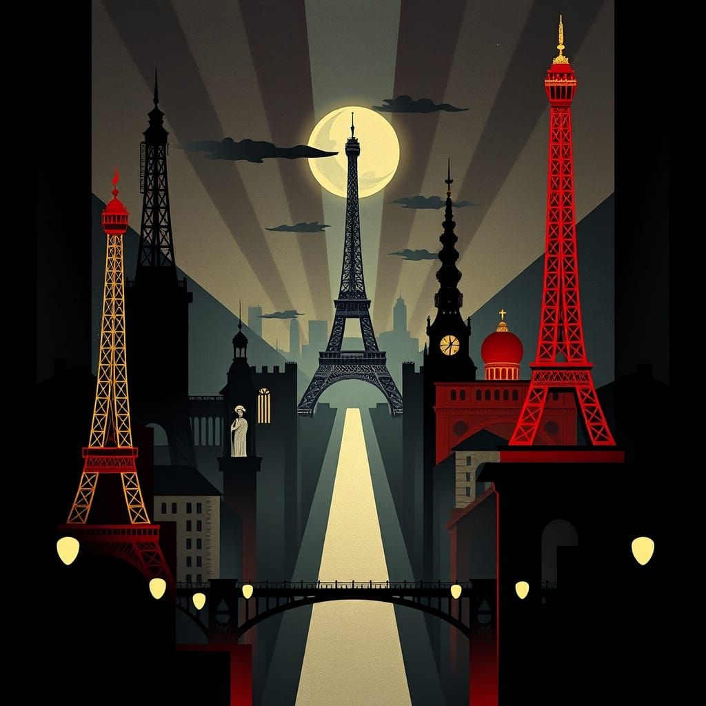 Sinister Constructivist Poster of Paris Landmarks