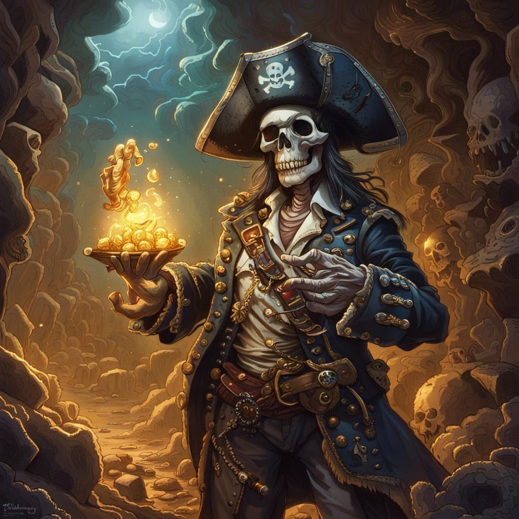 Pirate Skeleton's Treasure Cave: Comic Book Art