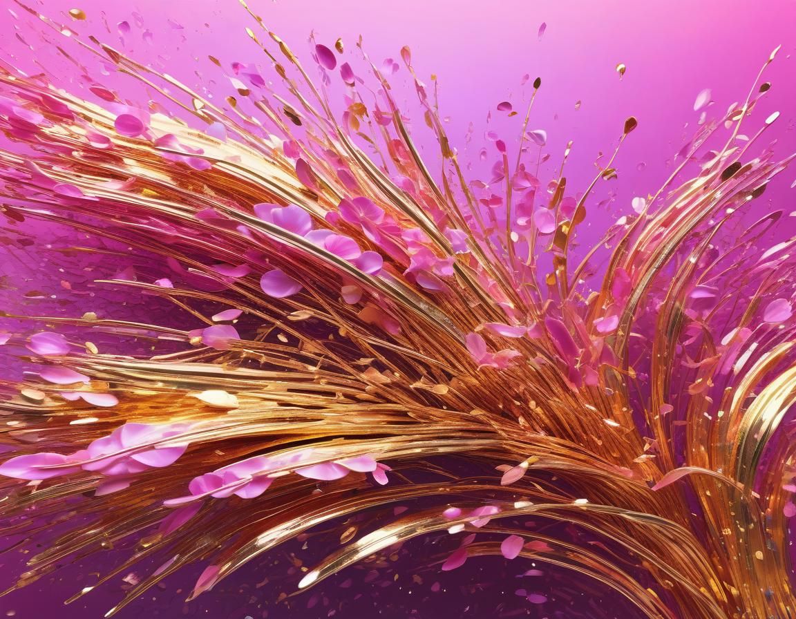 Ethereal Abstract Floral Art in Gold and Pink