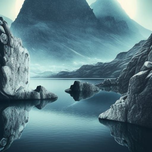 Silver Stairs at Dawn: Epic Lake and Mountain Scene