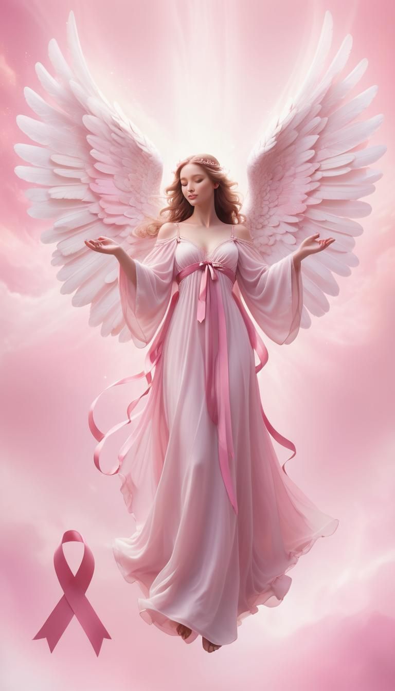Ethereal Angel with Pink Wings Digital Art