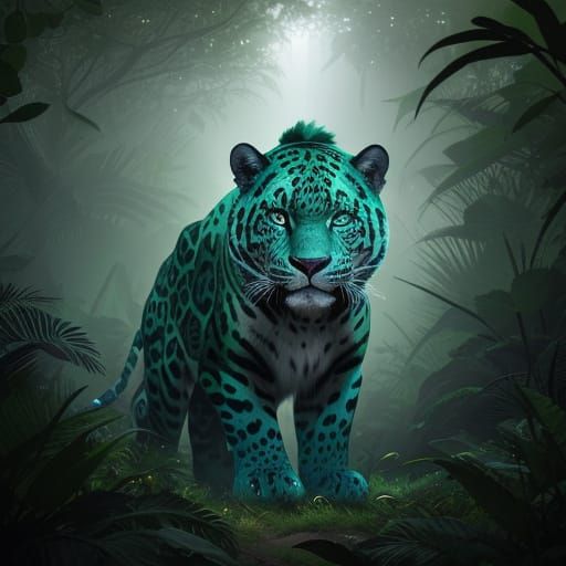 Emerald Jaguar in Ethereal Jungle