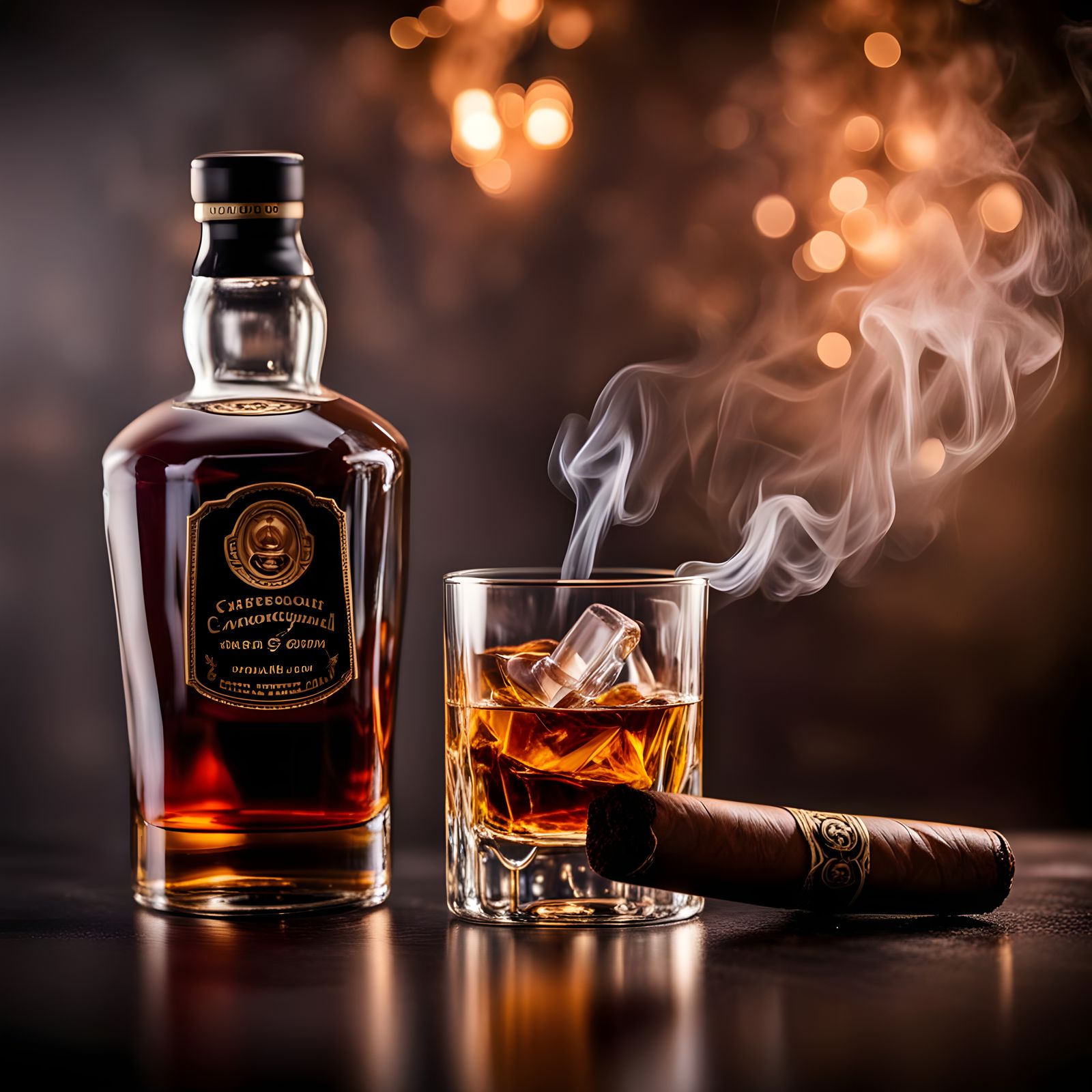 Rum, Cigar, and Glass Still Life Photography