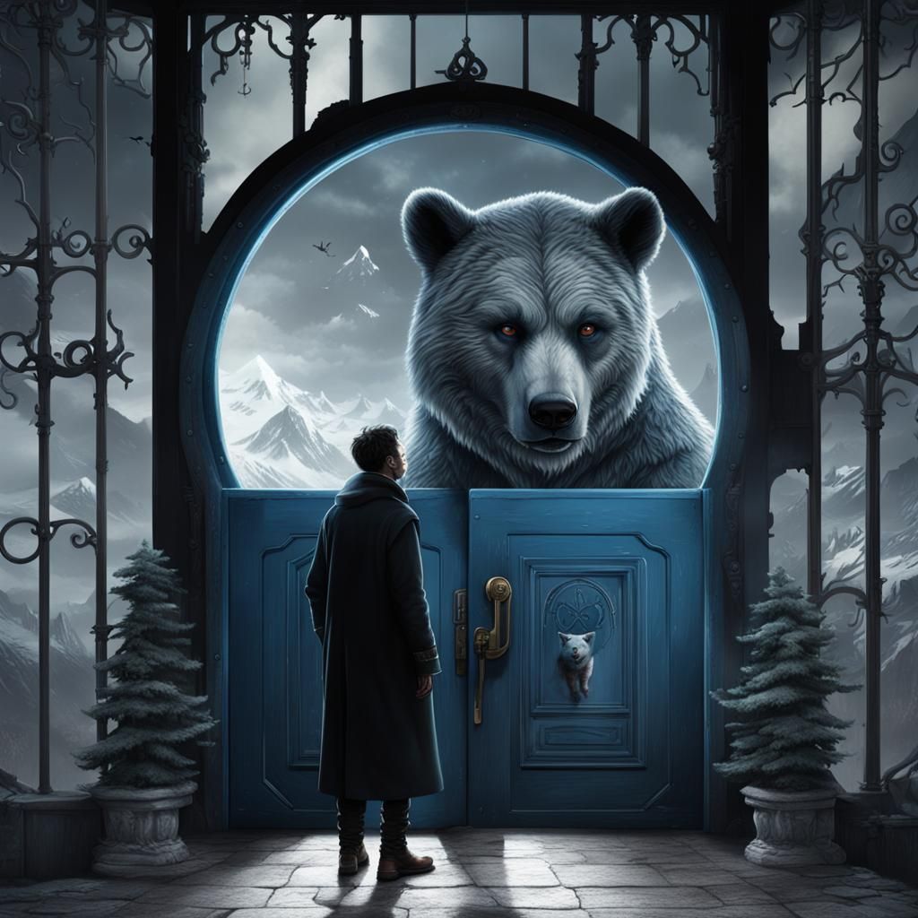 Demon and Bear by Blue Door: Digital Matte Painting