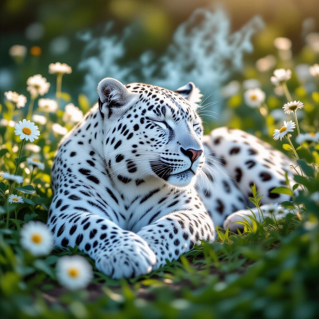 white Leopard sleeping