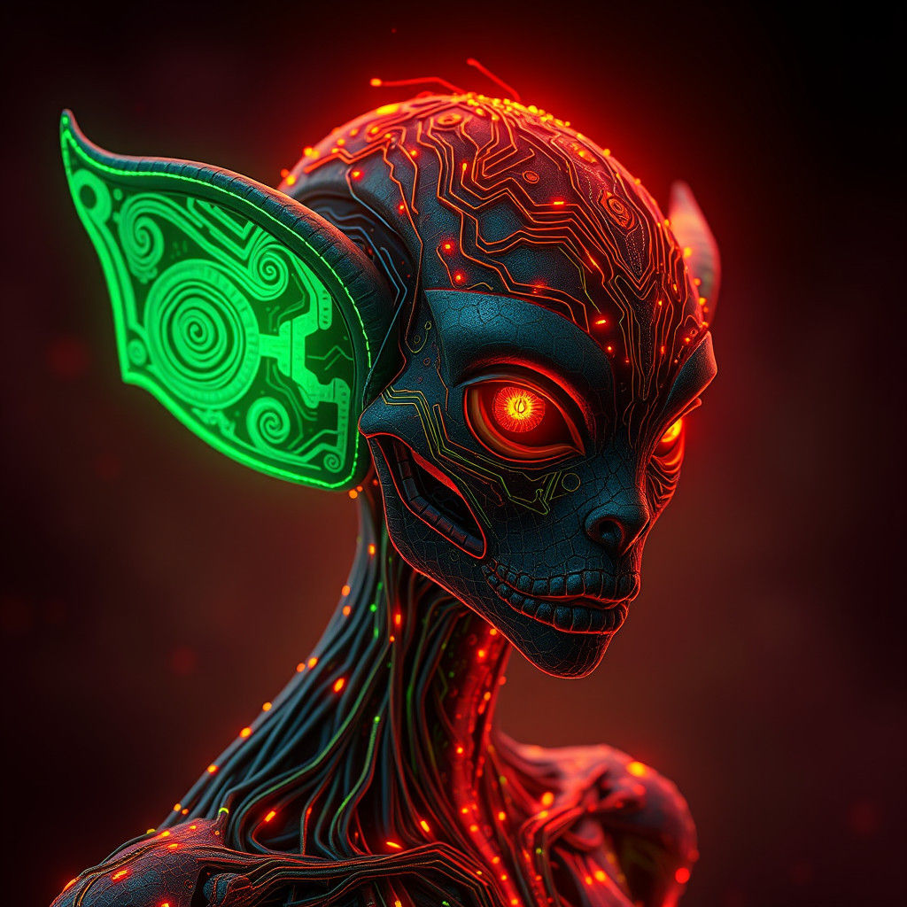 Electric Circuit Humanoid in Biomechanical Style