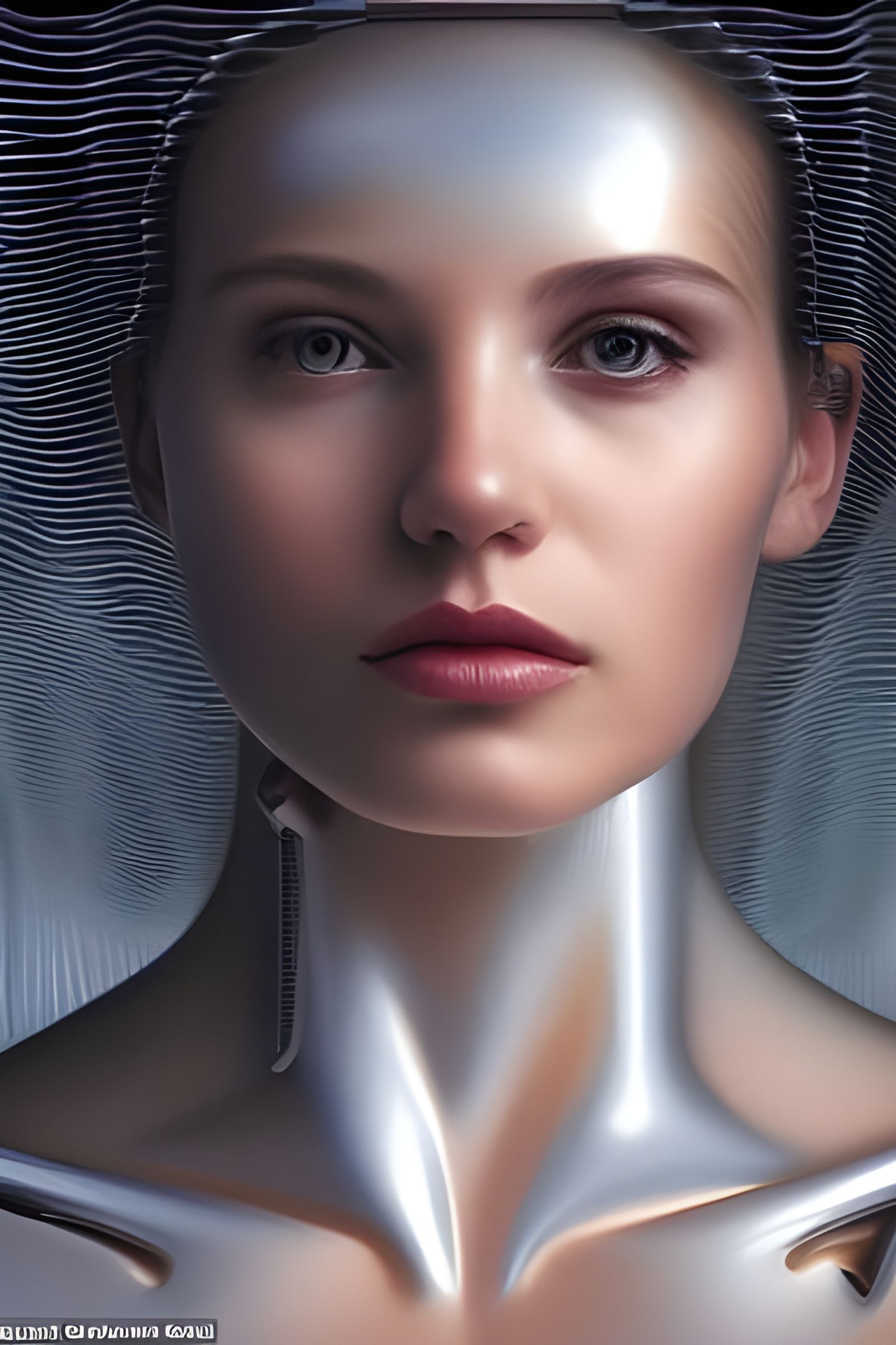 Graceful Cybernetic Woman in Hyperrealism Style