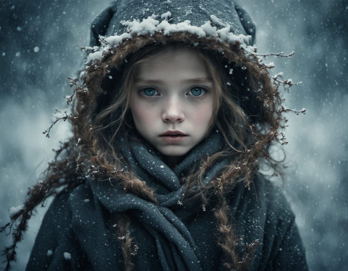Children Stand Warmly in Front Door as Snowstorm Rages Outsi...