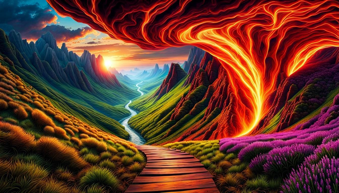 Fantastical Living Path Through Hellish Landscape