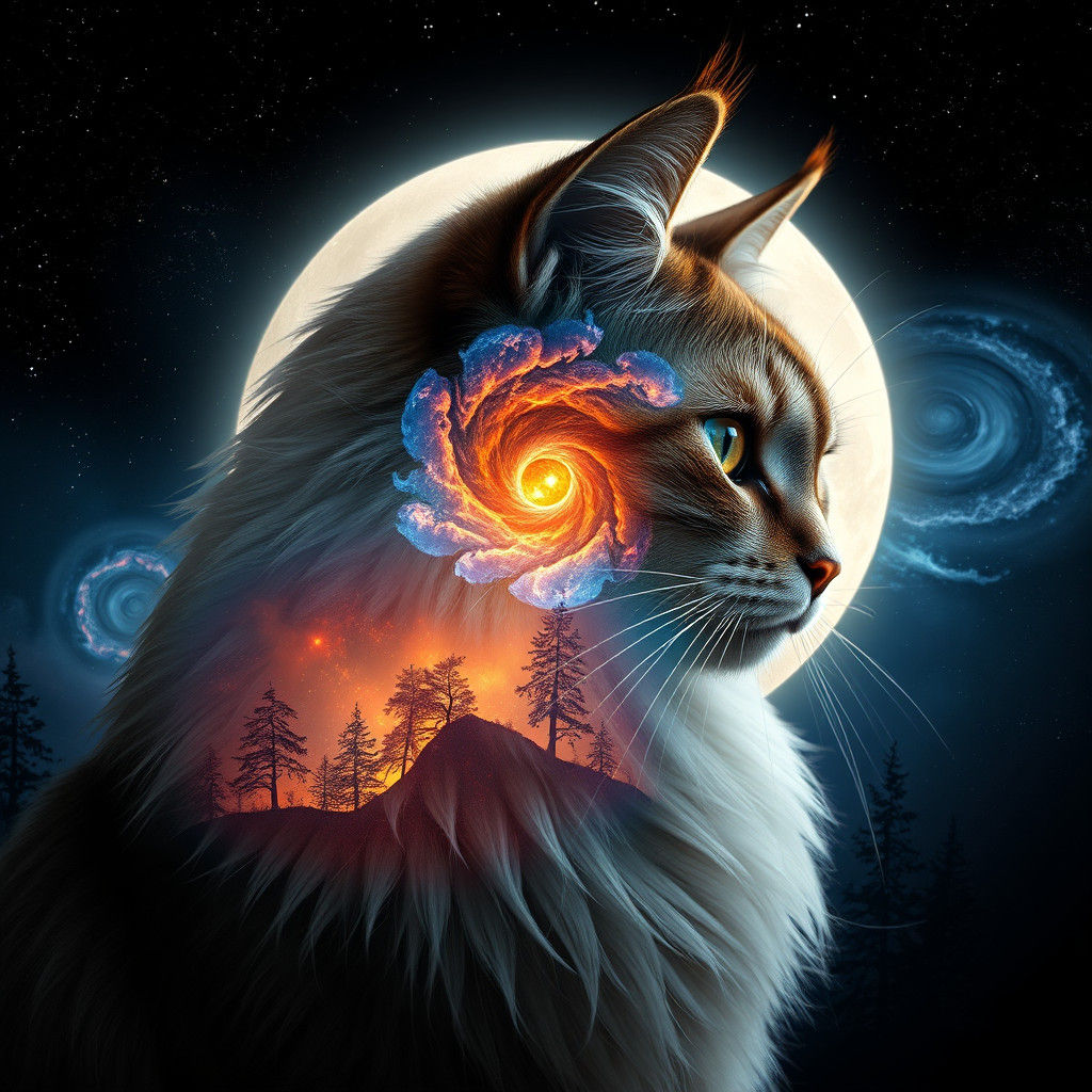 Extraterrestrial Cat with Cosmic Aura