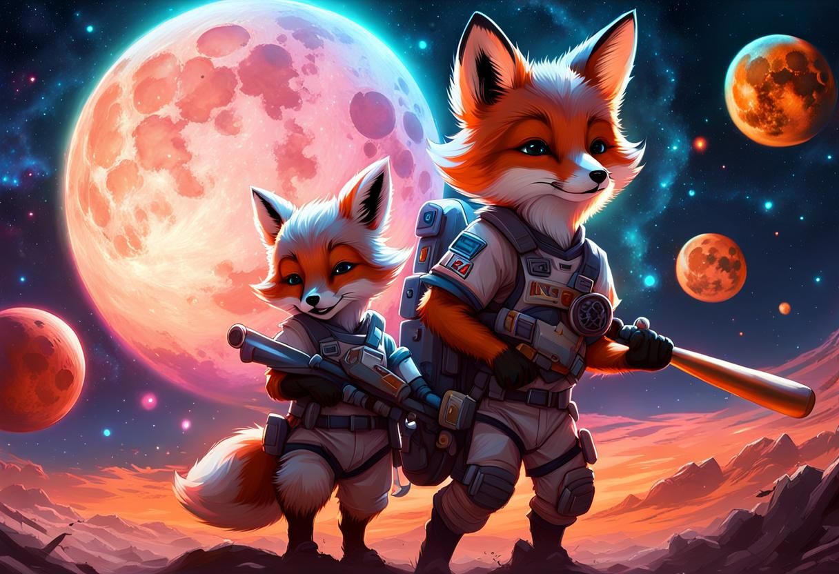 Foxes and Aliens Play Baseball on the Moon