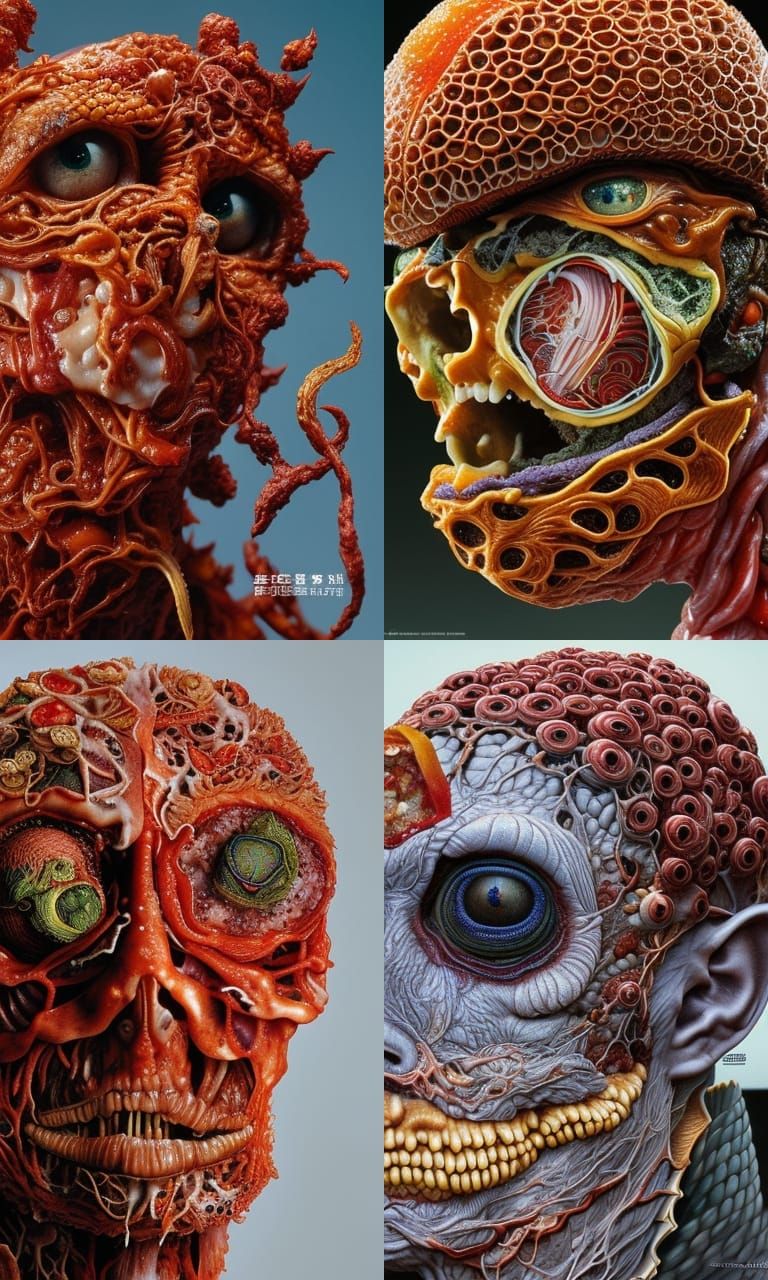 Pizza Zombie Portrait in Grotesque Surrealism