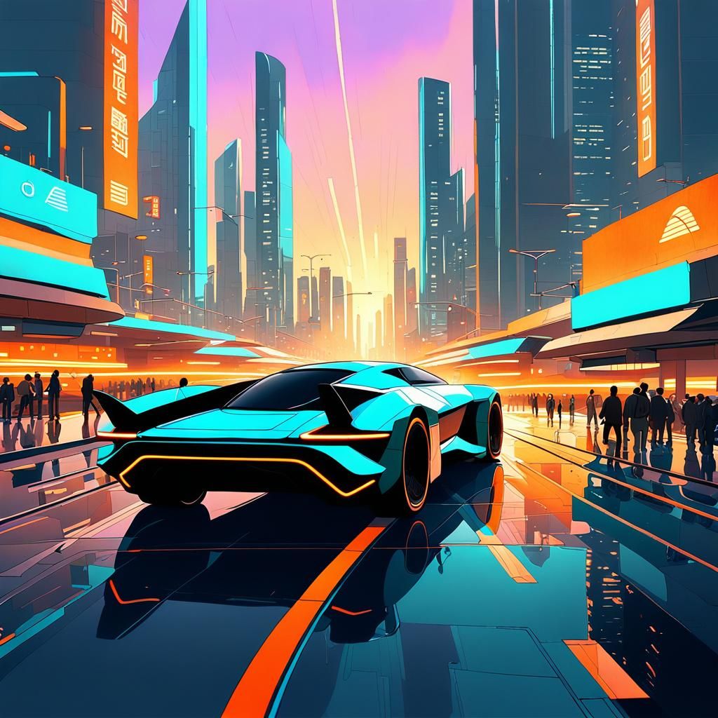 Futuristic Car in Neon Beijing: 8K Concept Art