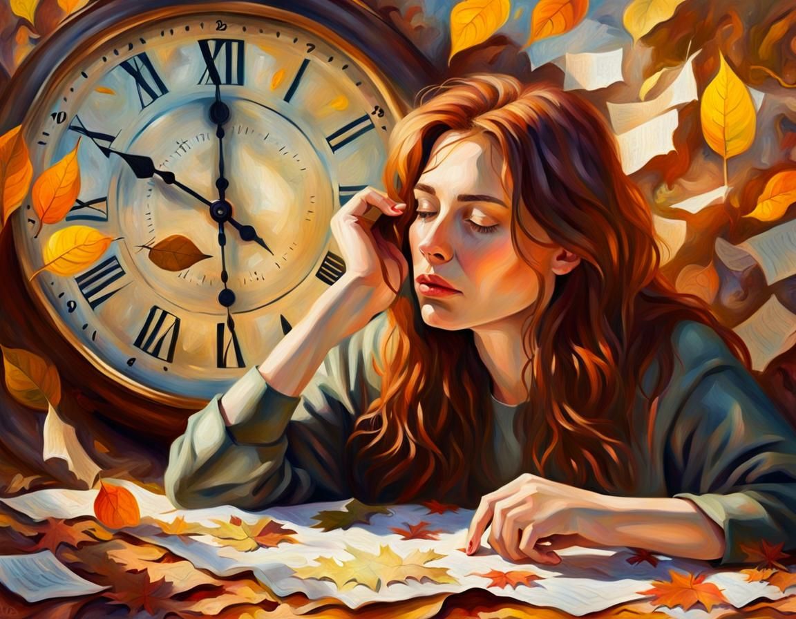 Surreal Autumn Portrait in Oil on Canvas