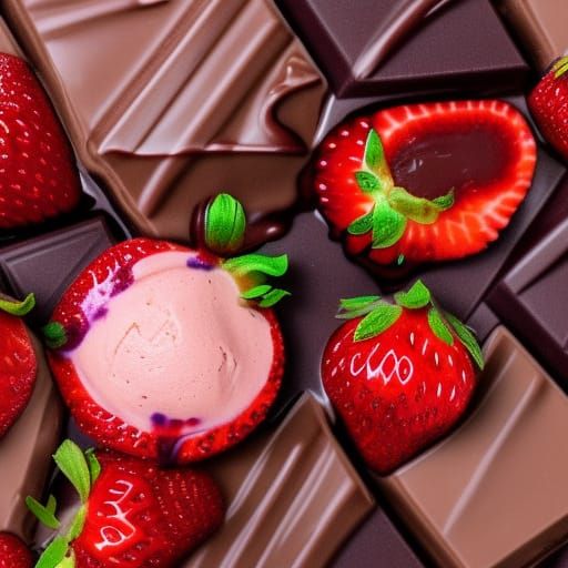 Strawberries, Taro Ice Cream, and Coffee Art