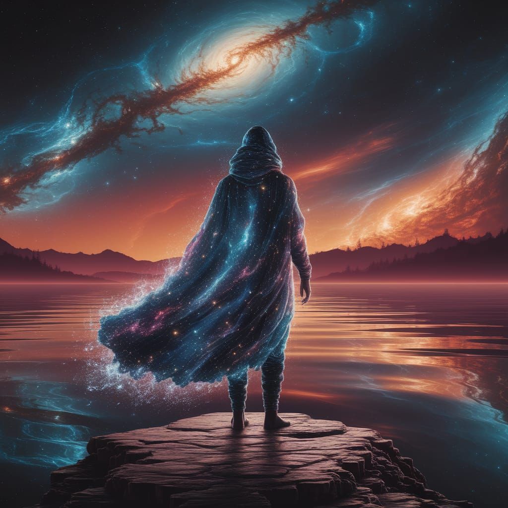 Cosmic Ocean Gazer: Astral Illustration