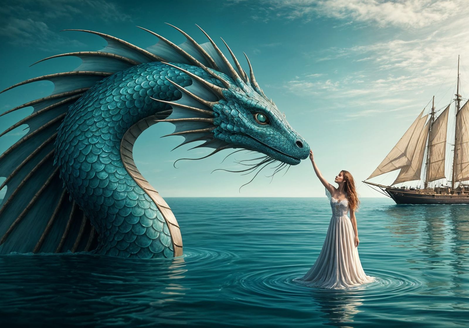 Mystical Sea Serpent Encounter on the Open Sea