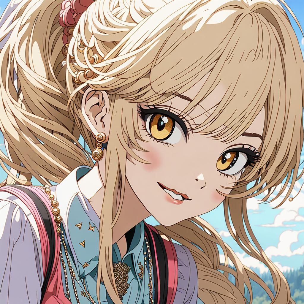 Beautiful Anime Girl Portrait in Cel-Shaded Style