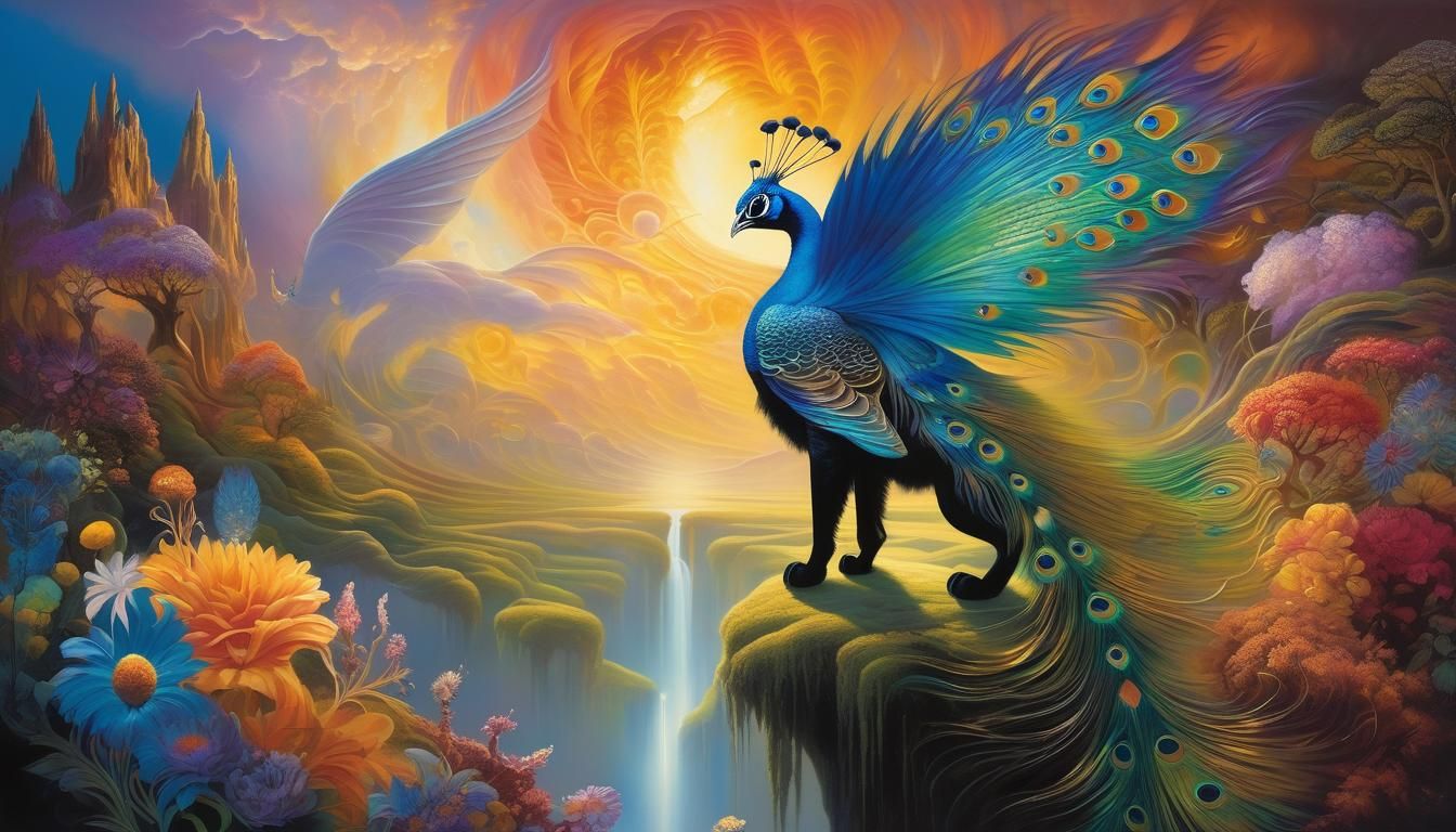 Surreal Mythical Beast in Dreamlike Landscape