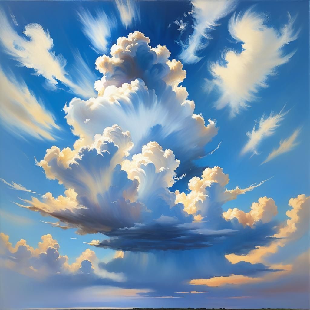 Impressionistic Cloudscape: Drifting Away in Blue Sky
