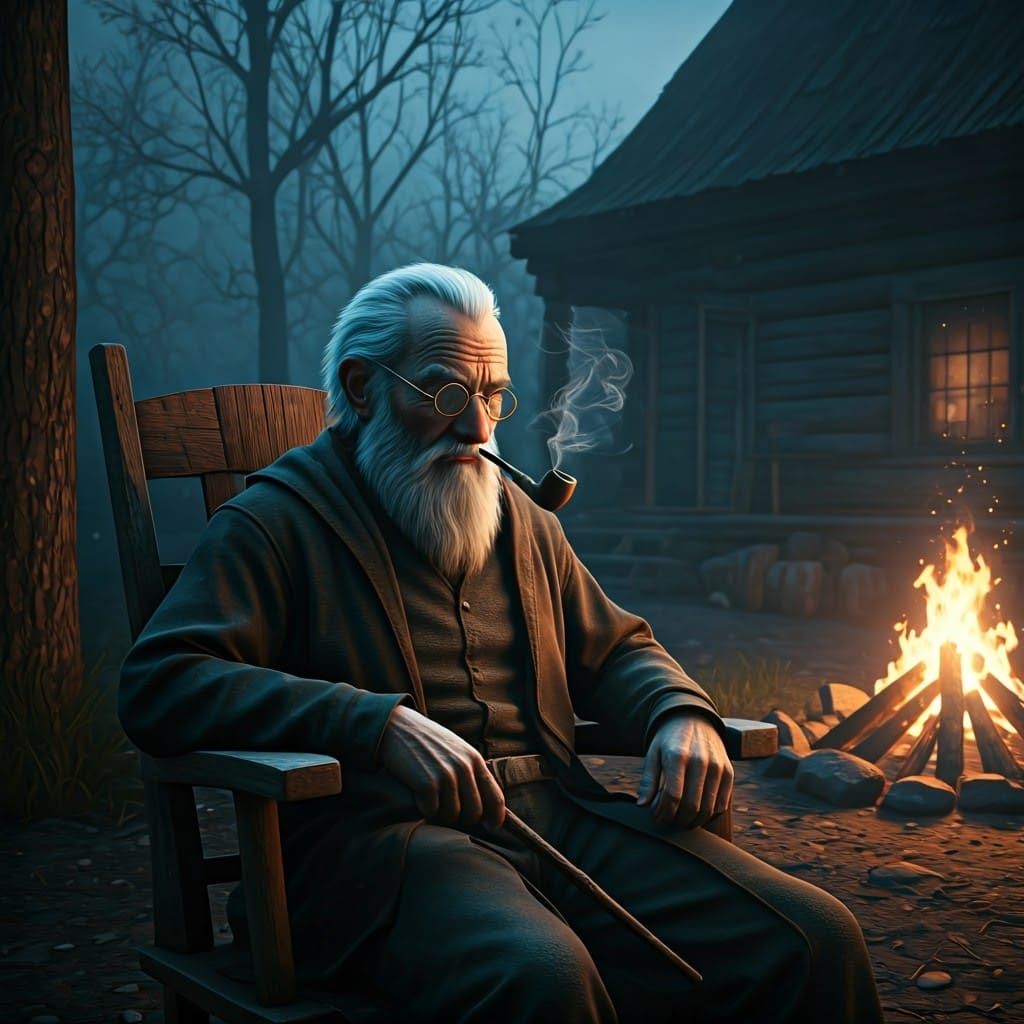 Wistful Old Mage Lost in Thought