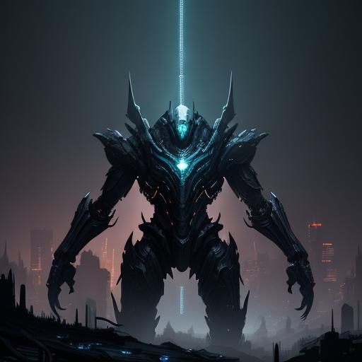 Towering Protoss Creature Emerges in Sci-Fi Art