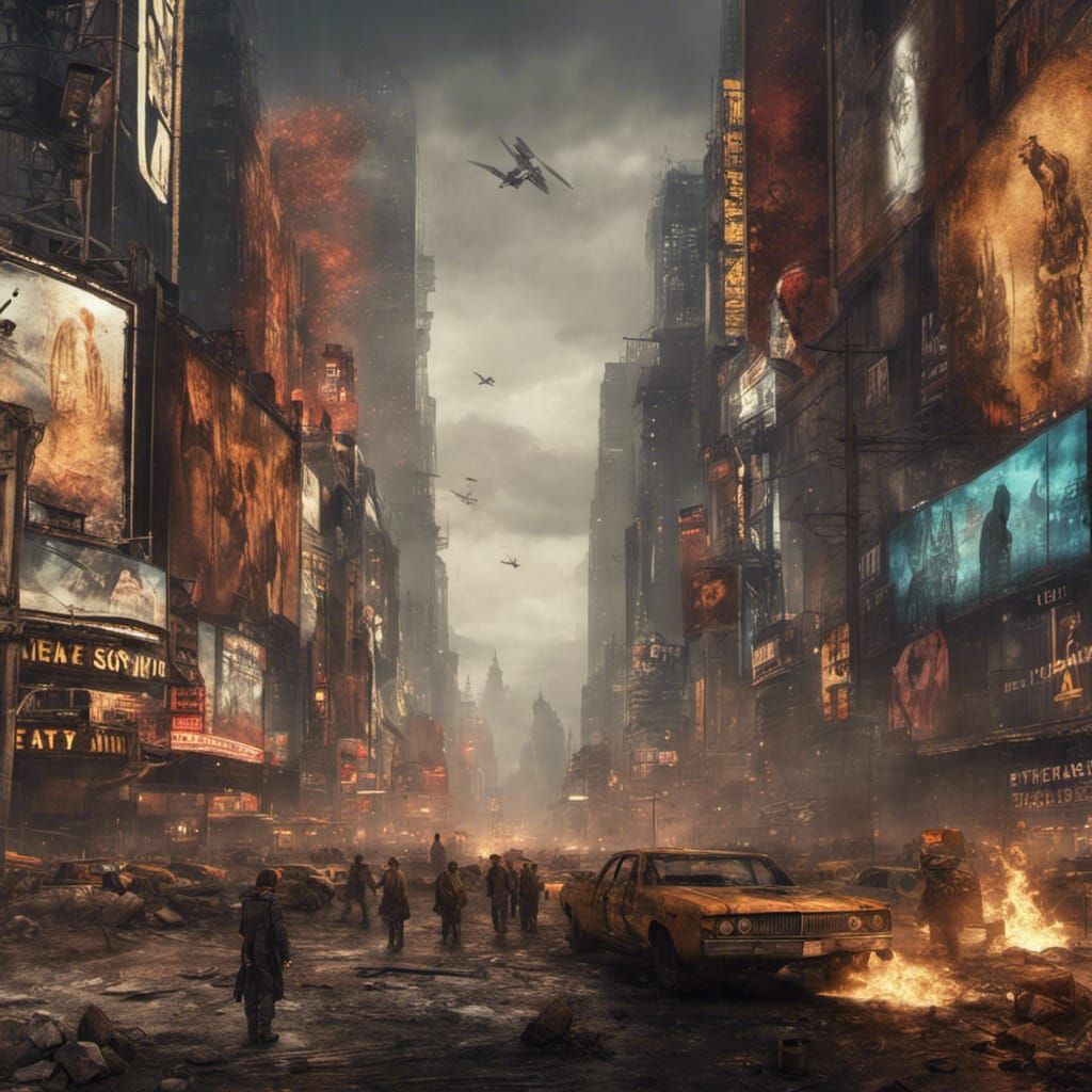 Apocalyptic Times Square in Fallout Style