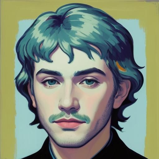 Man Gazing Skyward in Fauvist Impressionism Style