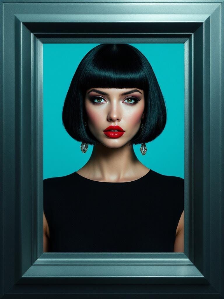 Striking Woman with Red Lipstick in Hyperrealistic Style