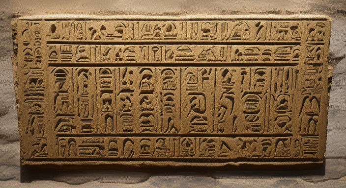 Ancient Egyptian Hieroglyphics in Ornate Golden Accents