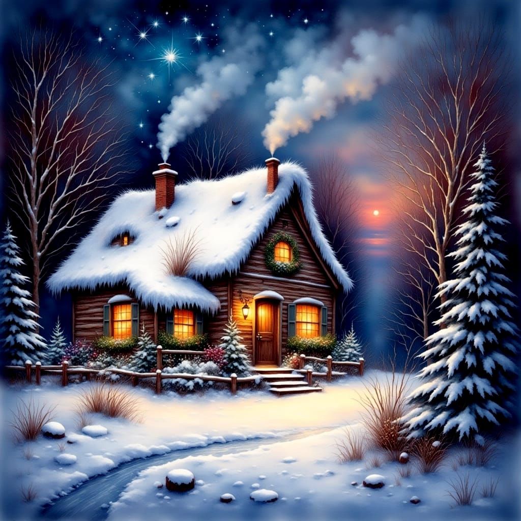 Hallmark Christmas Card in Antique Watercolor Style