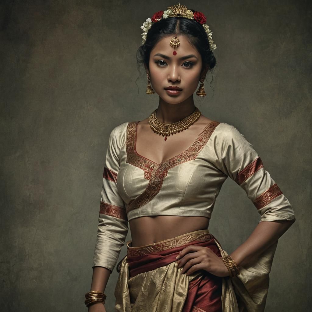 Beautiful and graceful Indian Bihu dancer