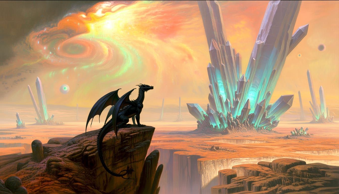 Solitary Dragon Over Alien Expanse