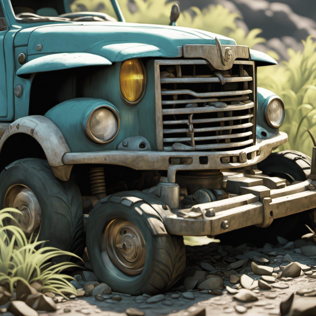 GMC Truck in Anime Style with Dynamic Lighting