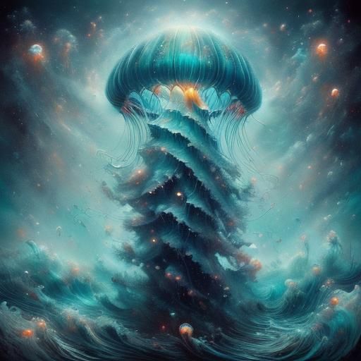 Magic Underwater Coral Reef in Impasto Style