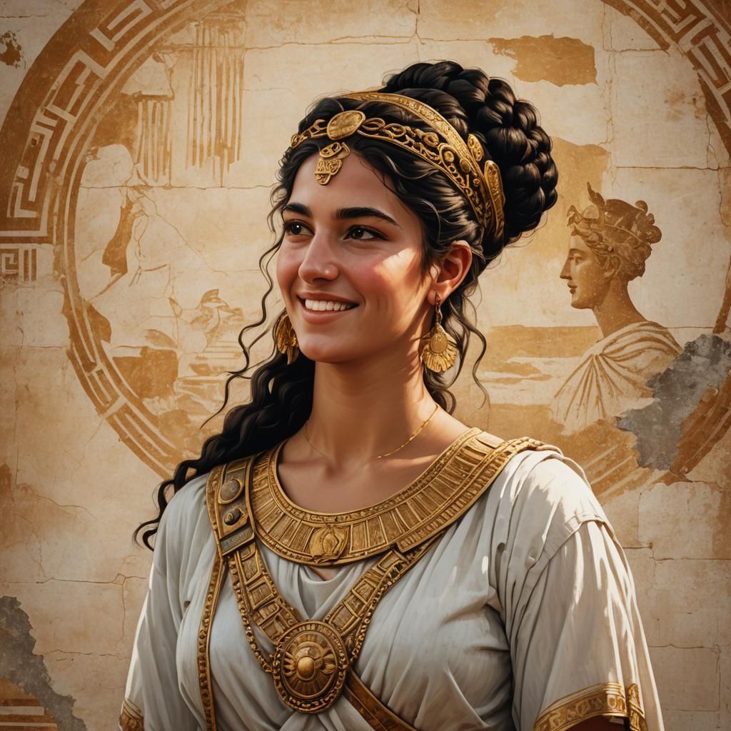 Ancient Greek Woman Portrait in Golden Light