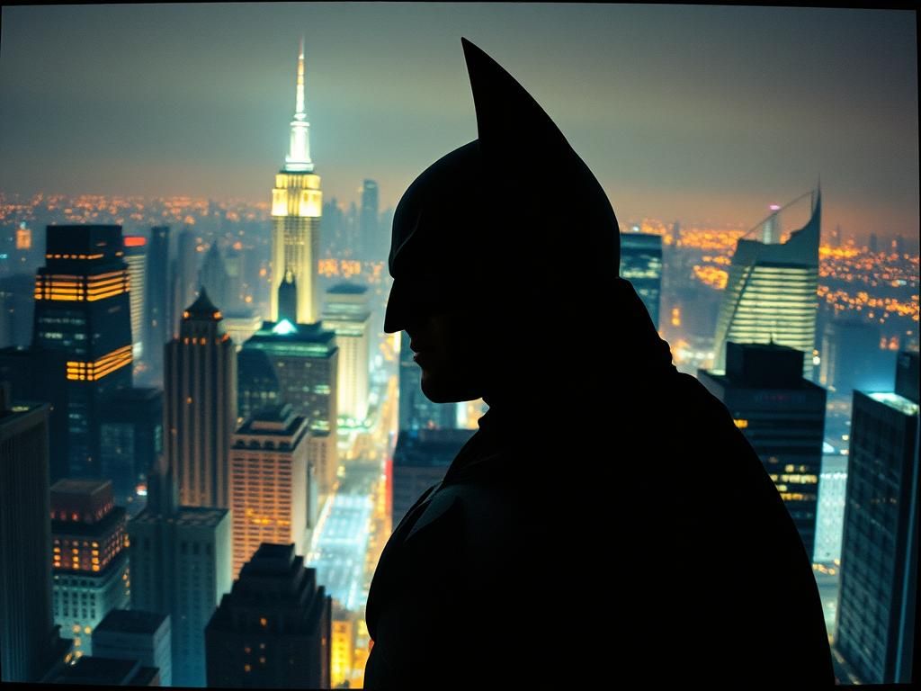 Gotham City Double Exposure: Batman Silhouette
