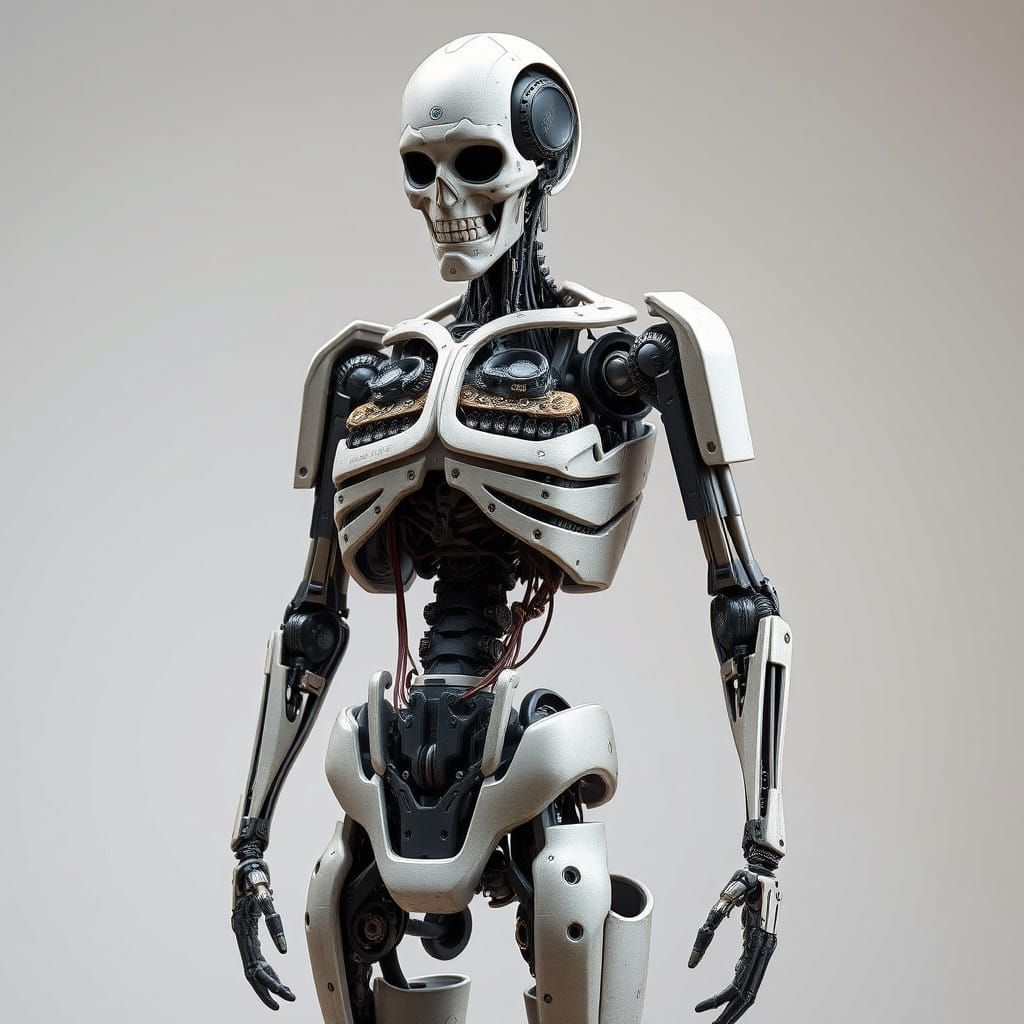 Cyborg Man with Gears and Metal Limbs