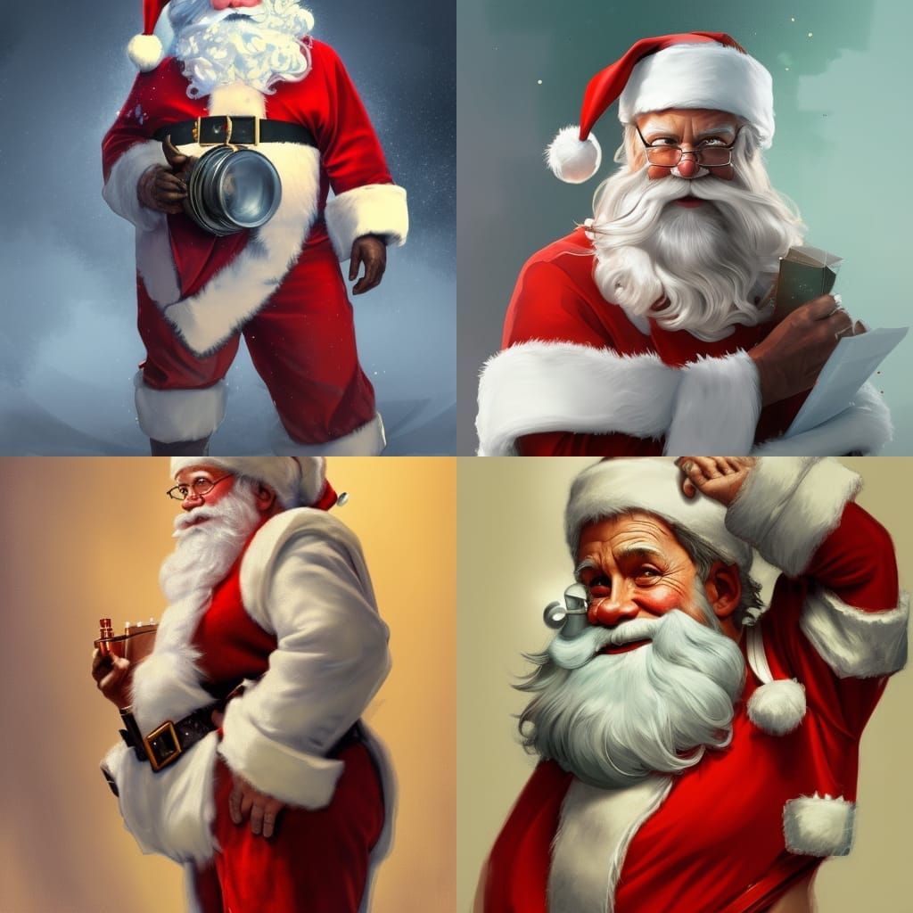 Santa Claus Portrait in Diaper, Hyperdetailed Art