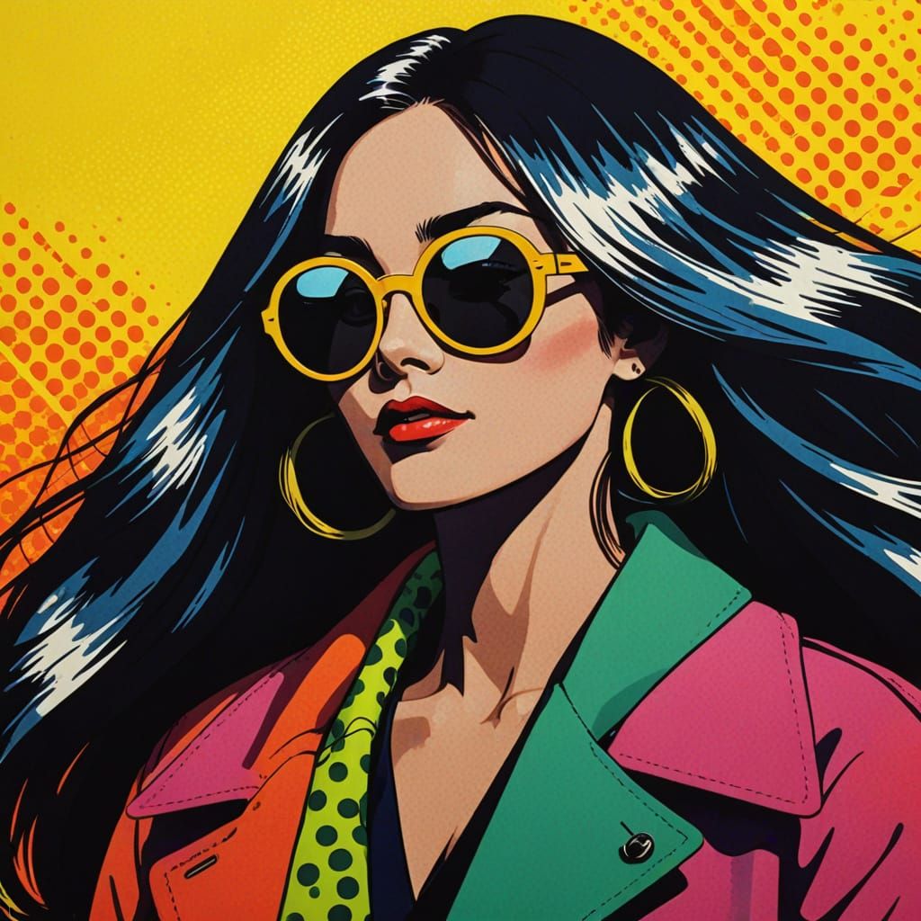 Anime-Inspired Pop Art Icon in Bold Color