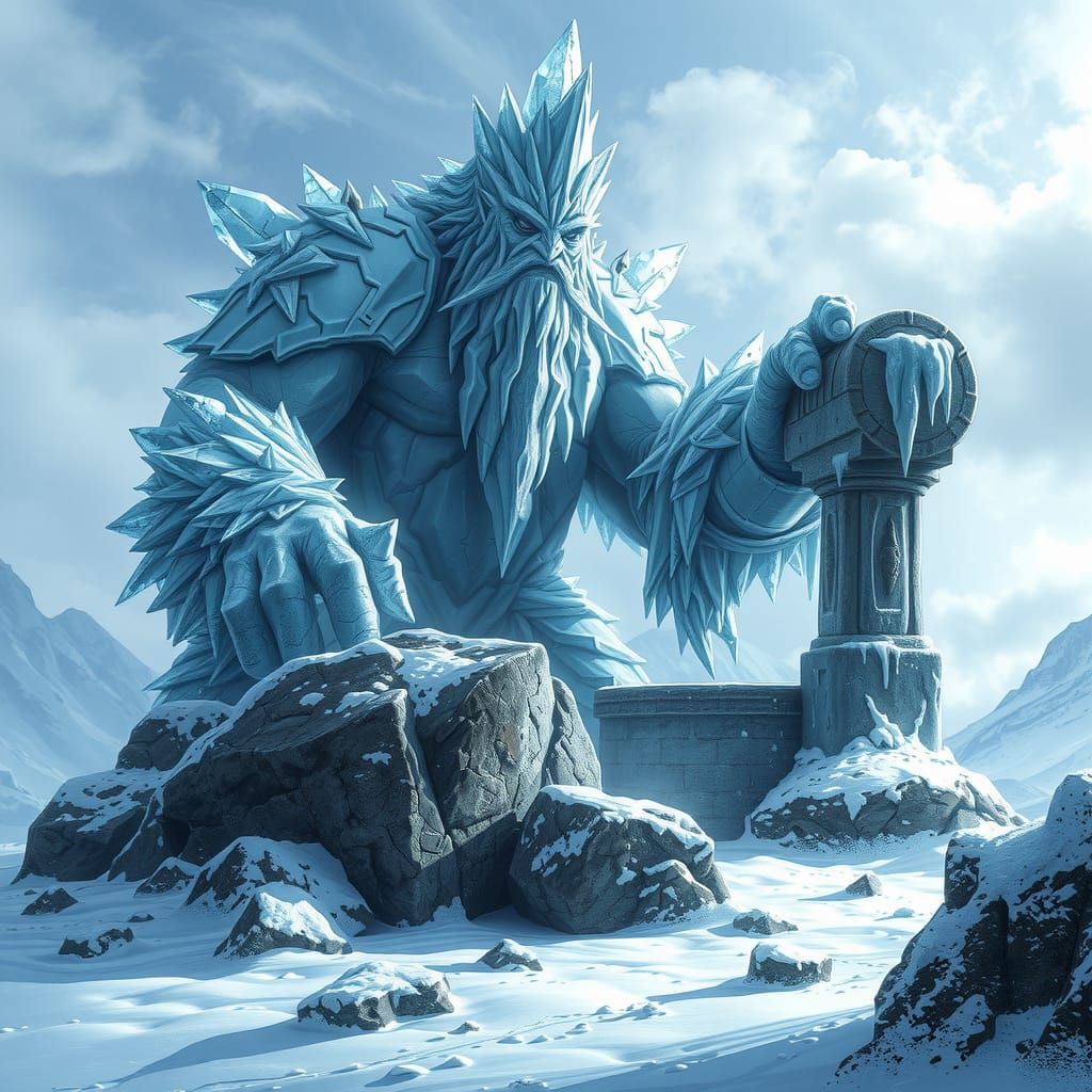 Icy Frost Giant Guardian of Nordic Well