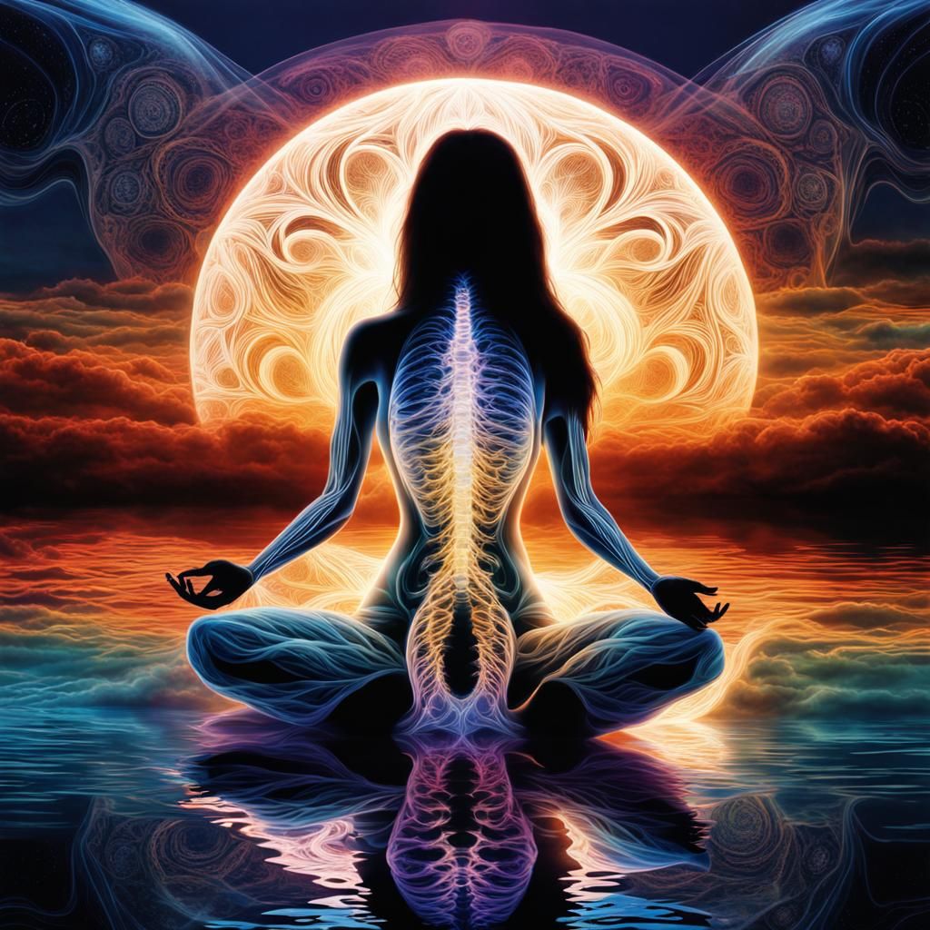 Moonlit Prayer: Beautiful X-Ray Art of Woman