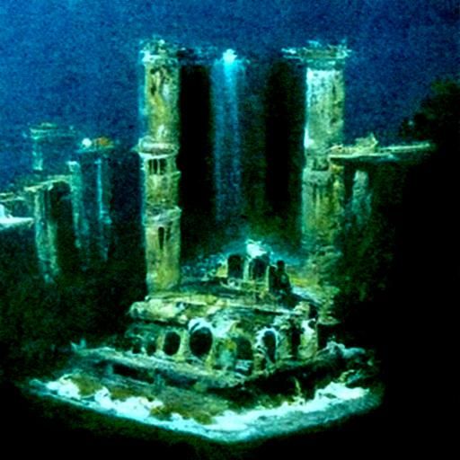 Atlantis: Sunken City in Oil Painting Style